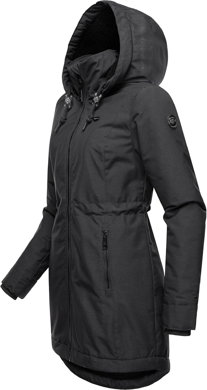 Ragwear Damen Wintermantel Warmer Parka lang wasserdicht mit Abnehmbarer Kapuze Dakkota XS-6XL S Dar