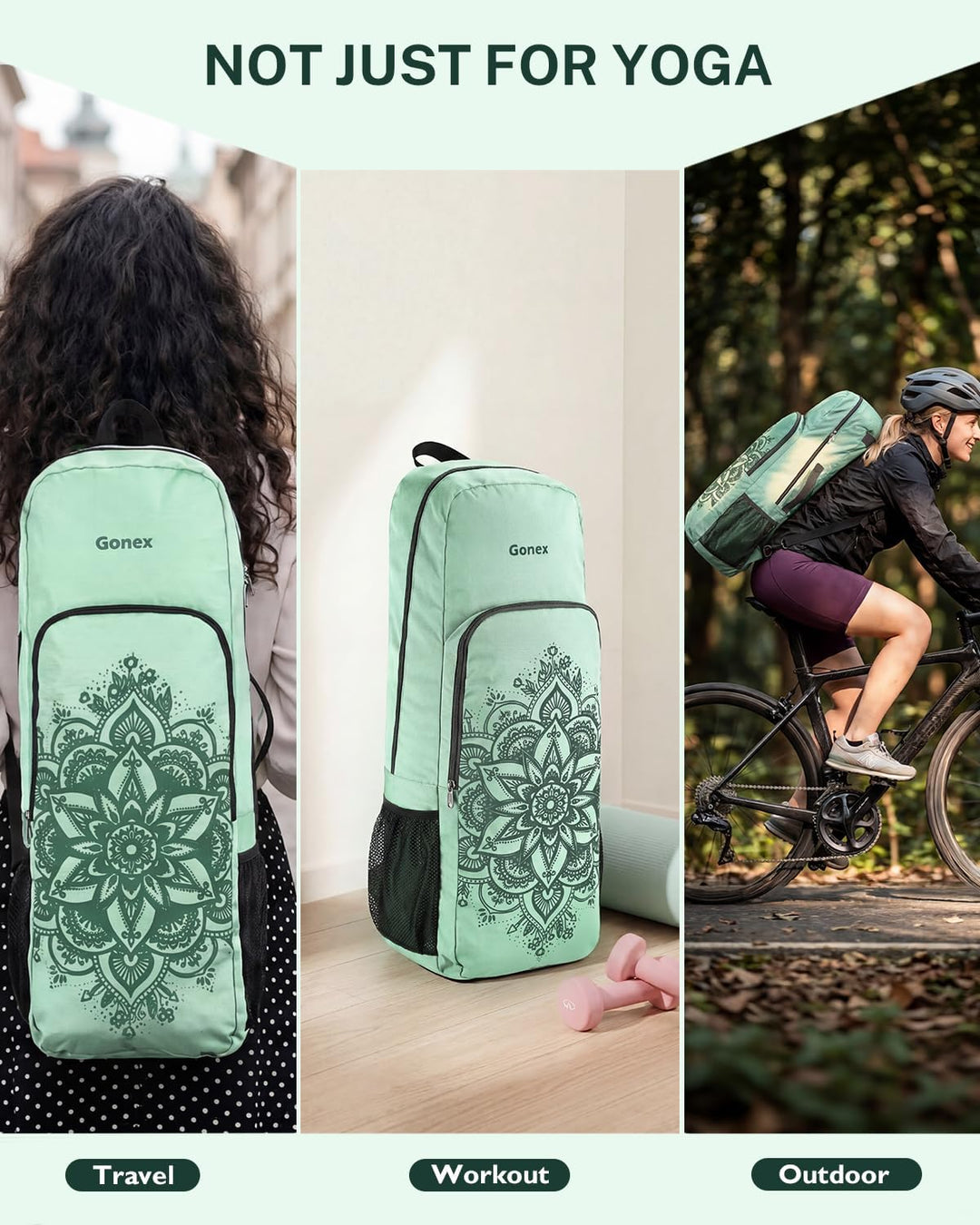 Gonex Yogatasche, Yoga-Rucksack mit Wasserdichter Tasche und Metallreissverschluss, Passend für Matt