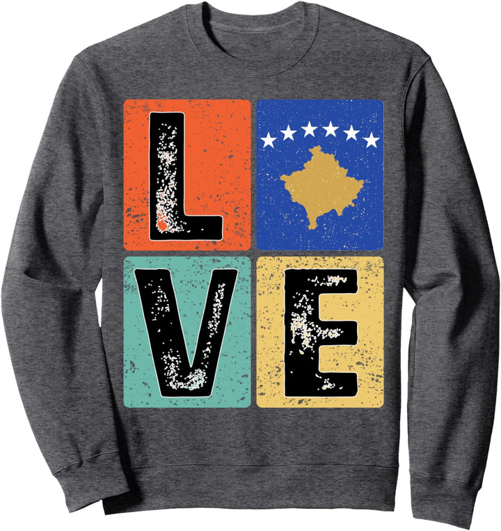 Vintage Retro I Love Kosovo Flagge für Kosovar Pride Geschenk Sweatshirt