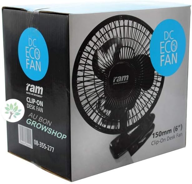 RAM 150mm (6 Zoll) anklipsen tischventilator 15W EU Stecker, Schwarz, 14.5 x 20.5 x 19.3 cm