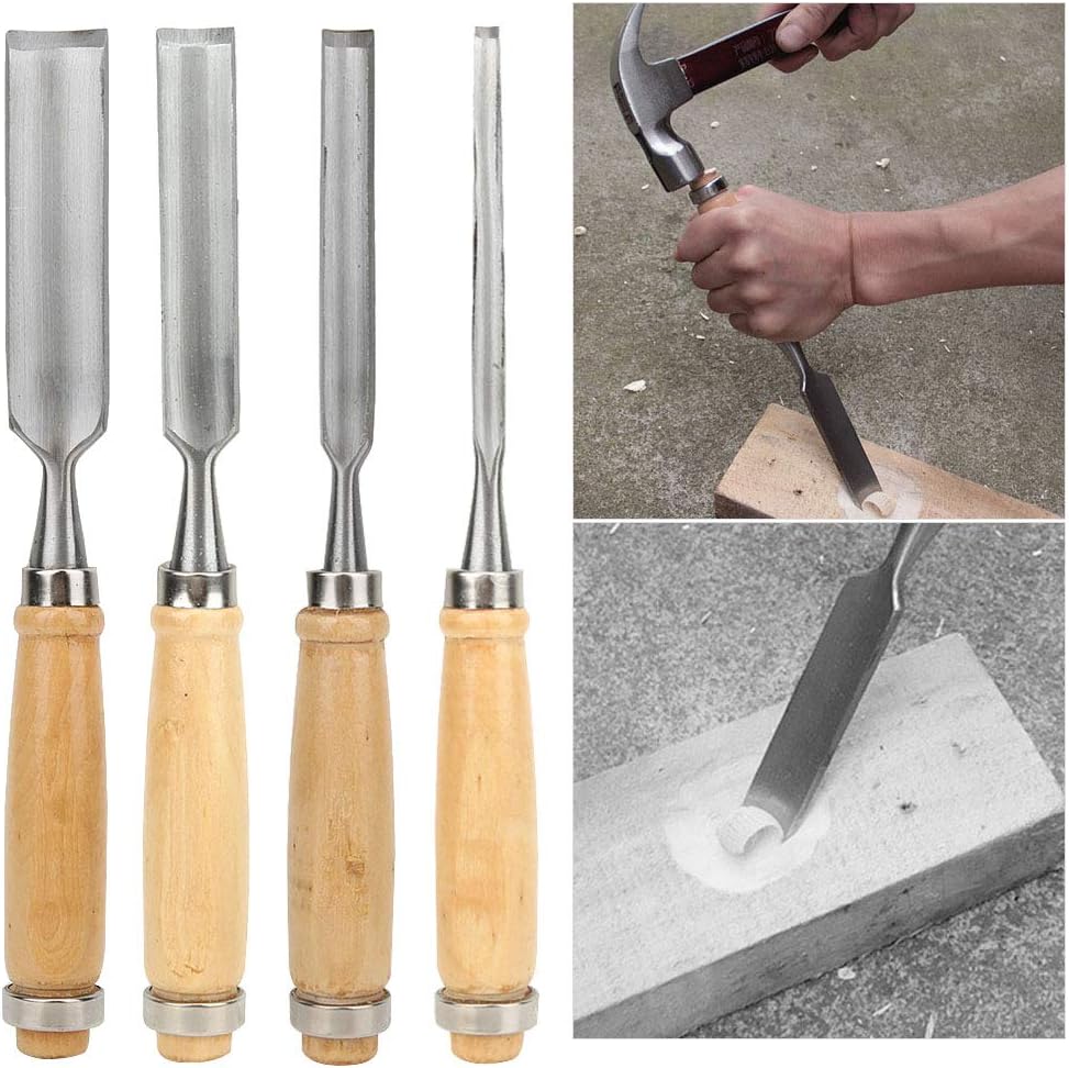4PCS Holzbearbeitung Stechbeitel Set Für Holz, Stechbeitel Set für Hand Carving Messer Schreiner Wer