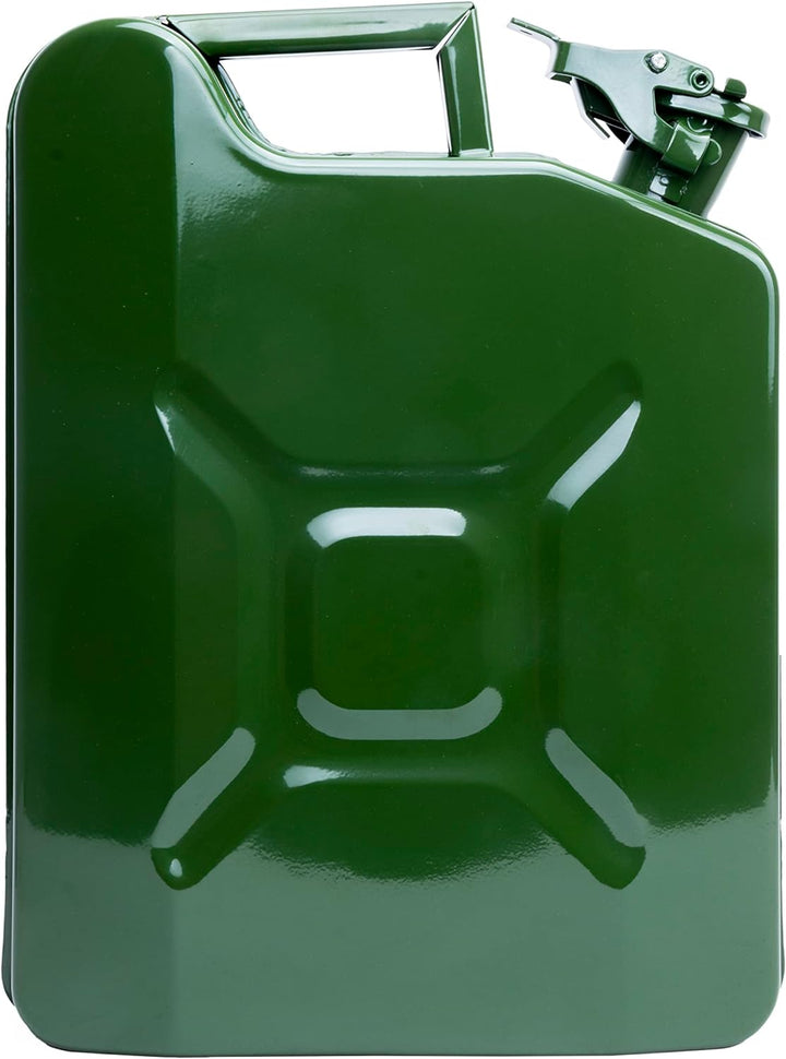 Motorkit 10 Liter Kraftstoffkanister aus Metall mit Bajonettverschluss. Benzinkanister Farbe Olivgrü