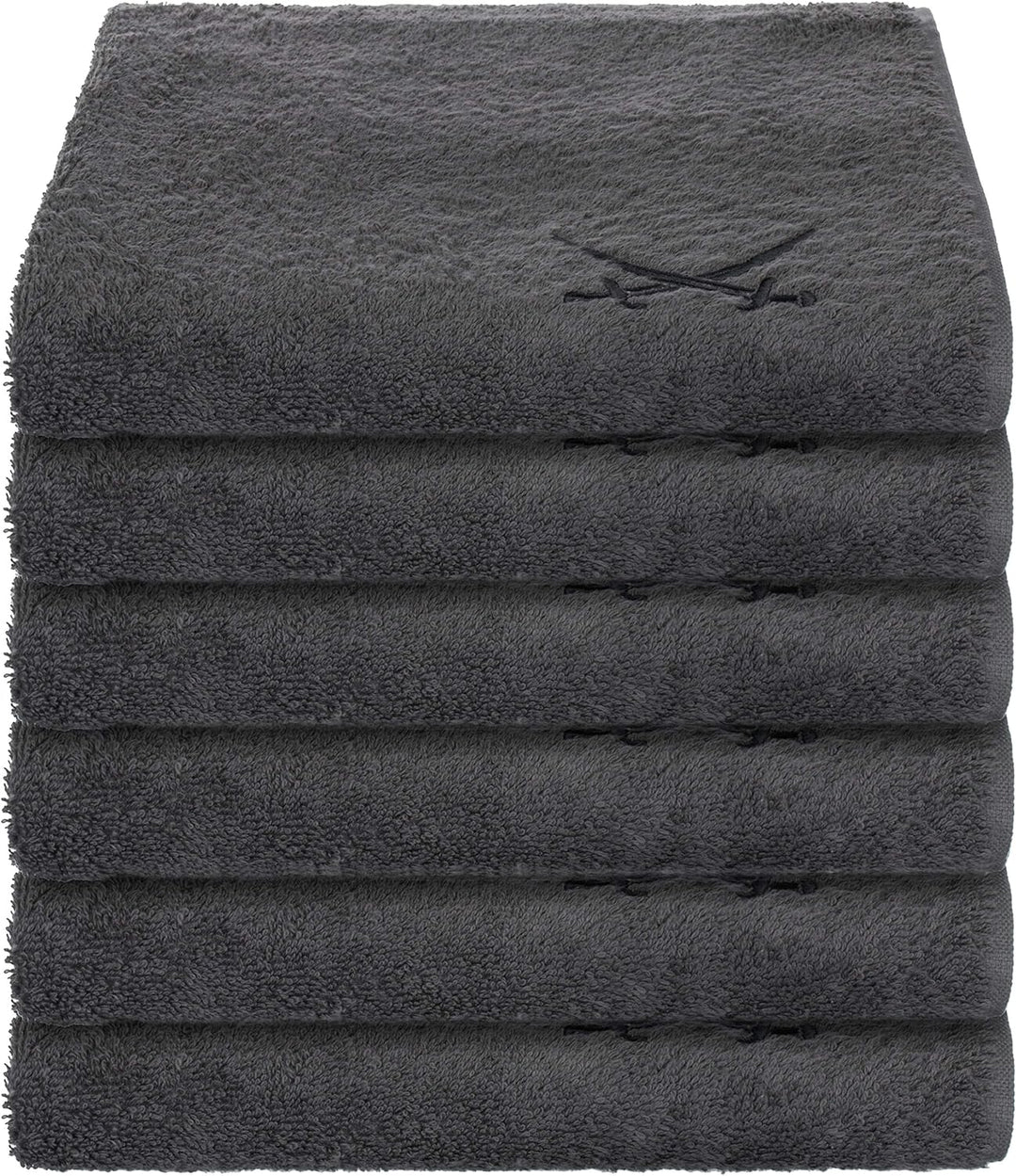 Sansibar Handtuch 6er Set 50x100 cm 100% Baumwolle mit gesticktem Säbel Logo Badtuch Anthrazit 6er S