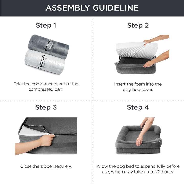 BEDSURE orthopädisches Hundebett Ergonomisches Hundesofa - 89x63 cm Hundecouch mit eierförmiger Kist