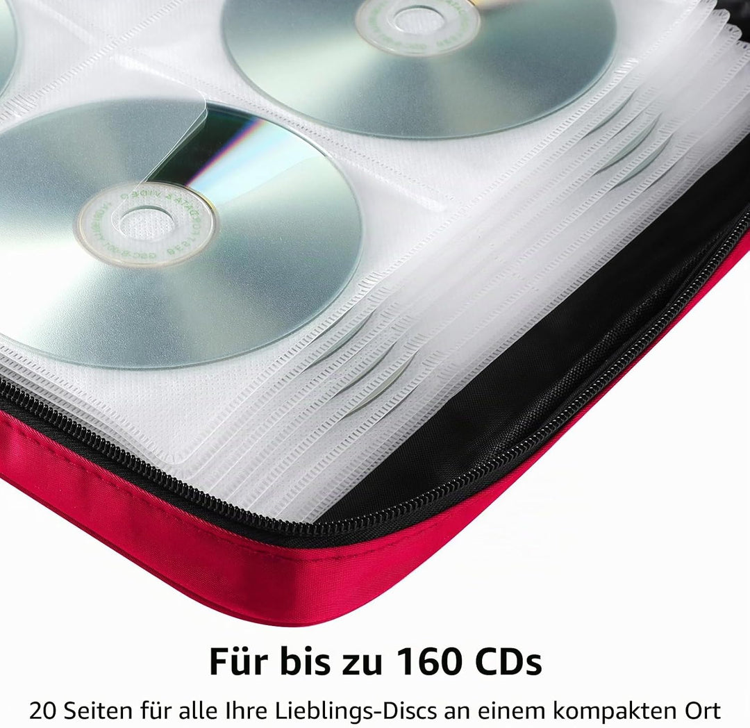 TIMCORR CD-Hülle, DVD-Halter, Aufbewahrung: 160 DVD-Hüllen, Organizer, tragbare Brieftaschen-Aufbewa