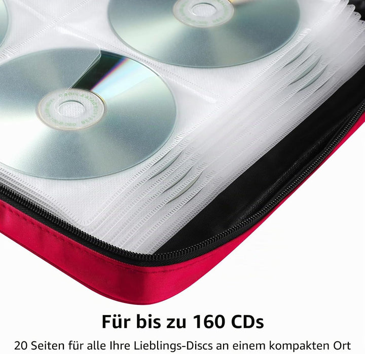 TIMCORR CD-Hülle, DVD-Halter, Aufbewahrung: 160 DVD-Hüllen, Organizer, tragbare Brieftaschen-Aufbewa
