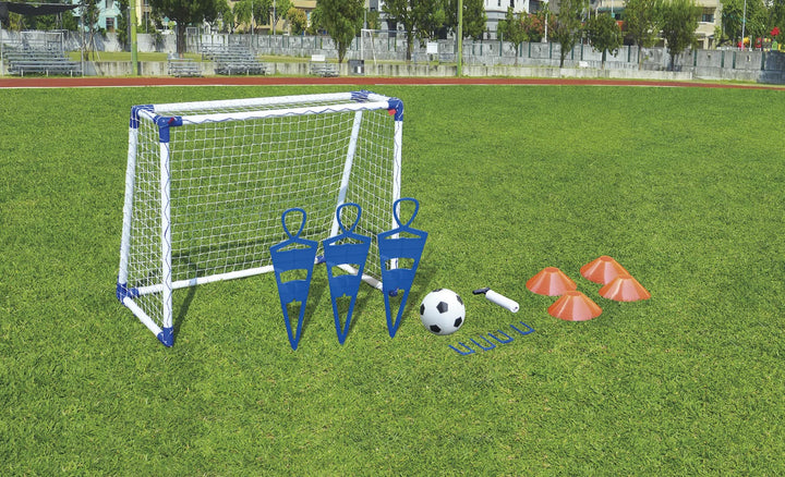 Tornado | 100PRO Coach Kinder Fussballtraining Set mit einem Fussballtor 104 x 88 cm aus uPVC Kunsts