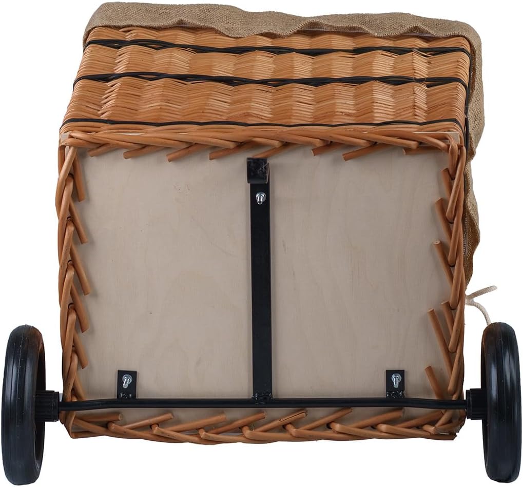 Kaminholzkorb auf Rollen Trolley fahrbar aus Vollweide Kaminkorb Halbrund Rollkorb aus Weide für Kam
