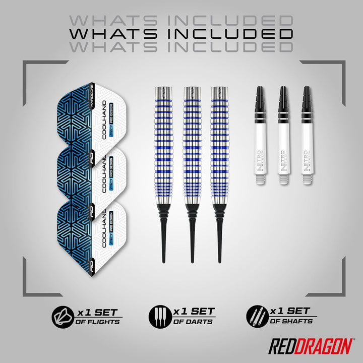 RED DRAGON Luke Humphries TX Softip Serie Premium Wolfram Dart Set mit Flüge und Schäften 20G 3, 20G
