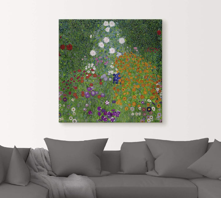 ARTland Leinwandbild Wandbild Bild auf Leinwand 50x50 cm Wanddeko Garten Pflanzen Blumen Farbe Frühl