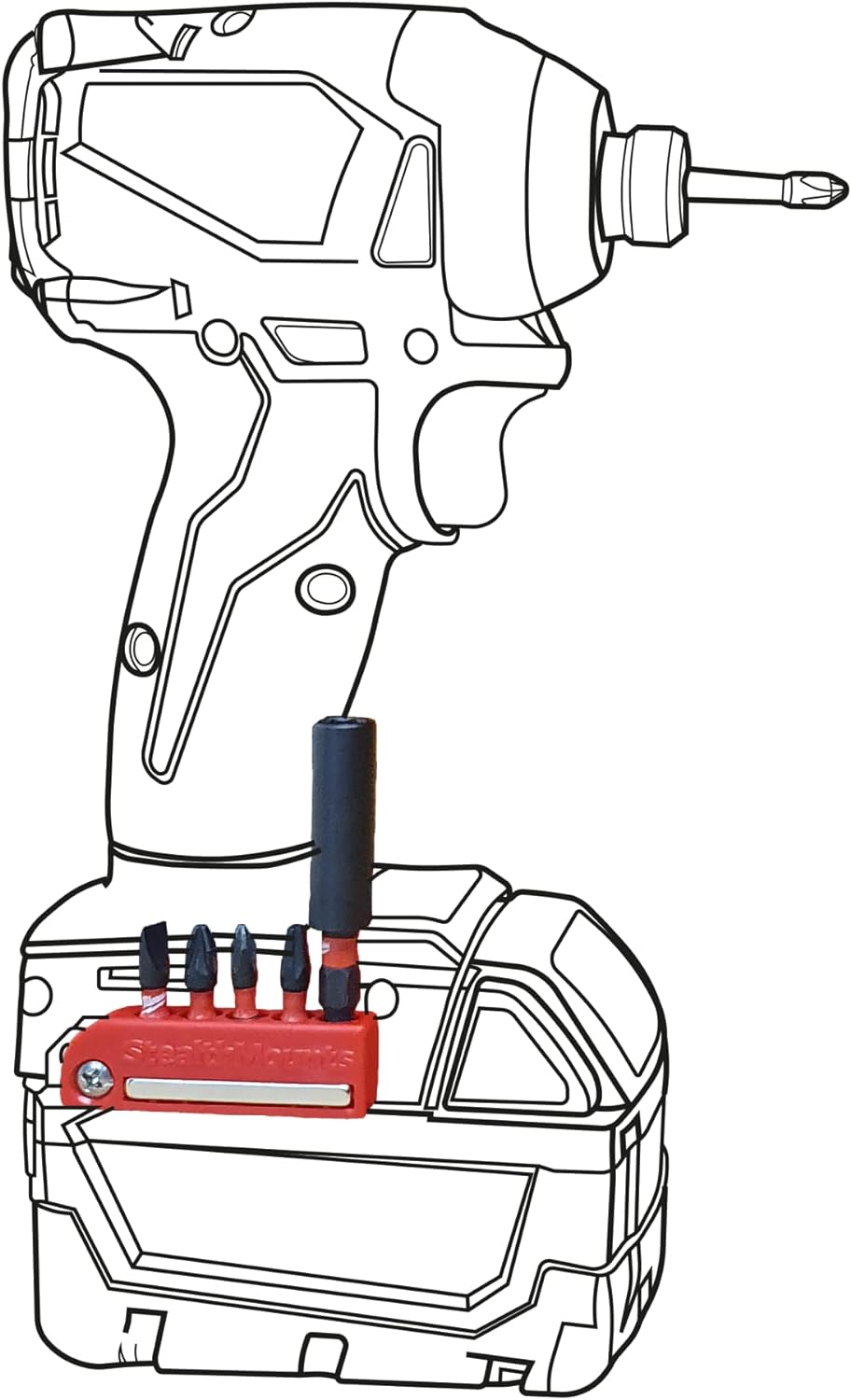 StealthMounts Rot Milwaukee M18 magnetischer Bit-Halter | Bit Organizer für Bohrer | Idealer Bit-Hal