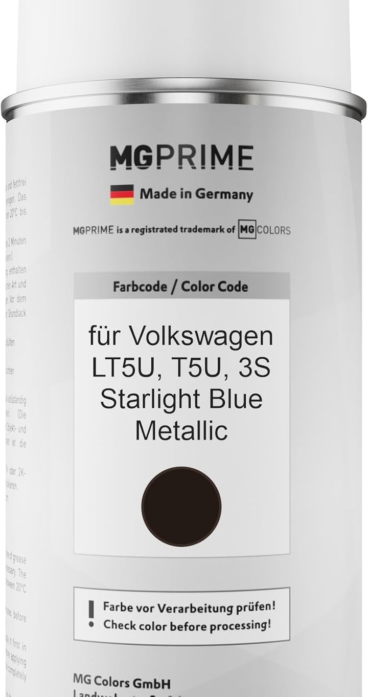 MG PRIME Autolack Sprühdosen Set für Volkswagen VW LT5U / T5U / 3S Starlight Blue Metallic Basislack