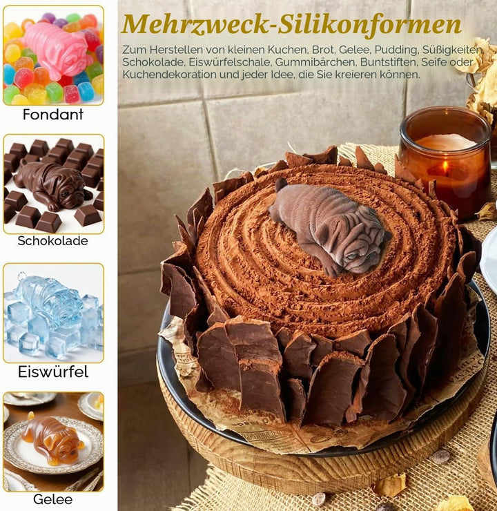 Supvox 3D Mops Hund Form Silikon Schimmel, Mousse Kuchen Schimmel, Polymer Clay Schimmel, Handwerk,