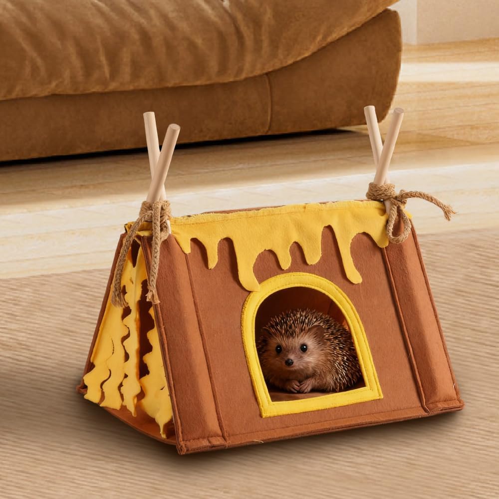 MiOYOOW Meerschweinchenversteck, Hamsterversteck mit Vorhang, Kleintier Spielbett, Kleintierhaus Kus
