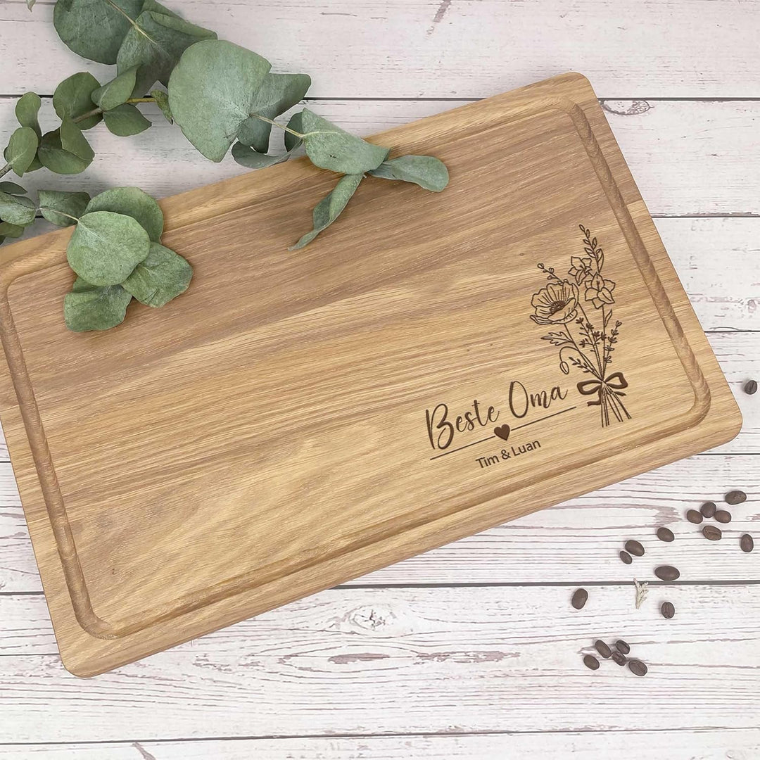 Geschenk für Beste Oma | Geburtstagsgeschenk Mama | Personalisiertes Schneidebrett XL | Eiche 40x25x