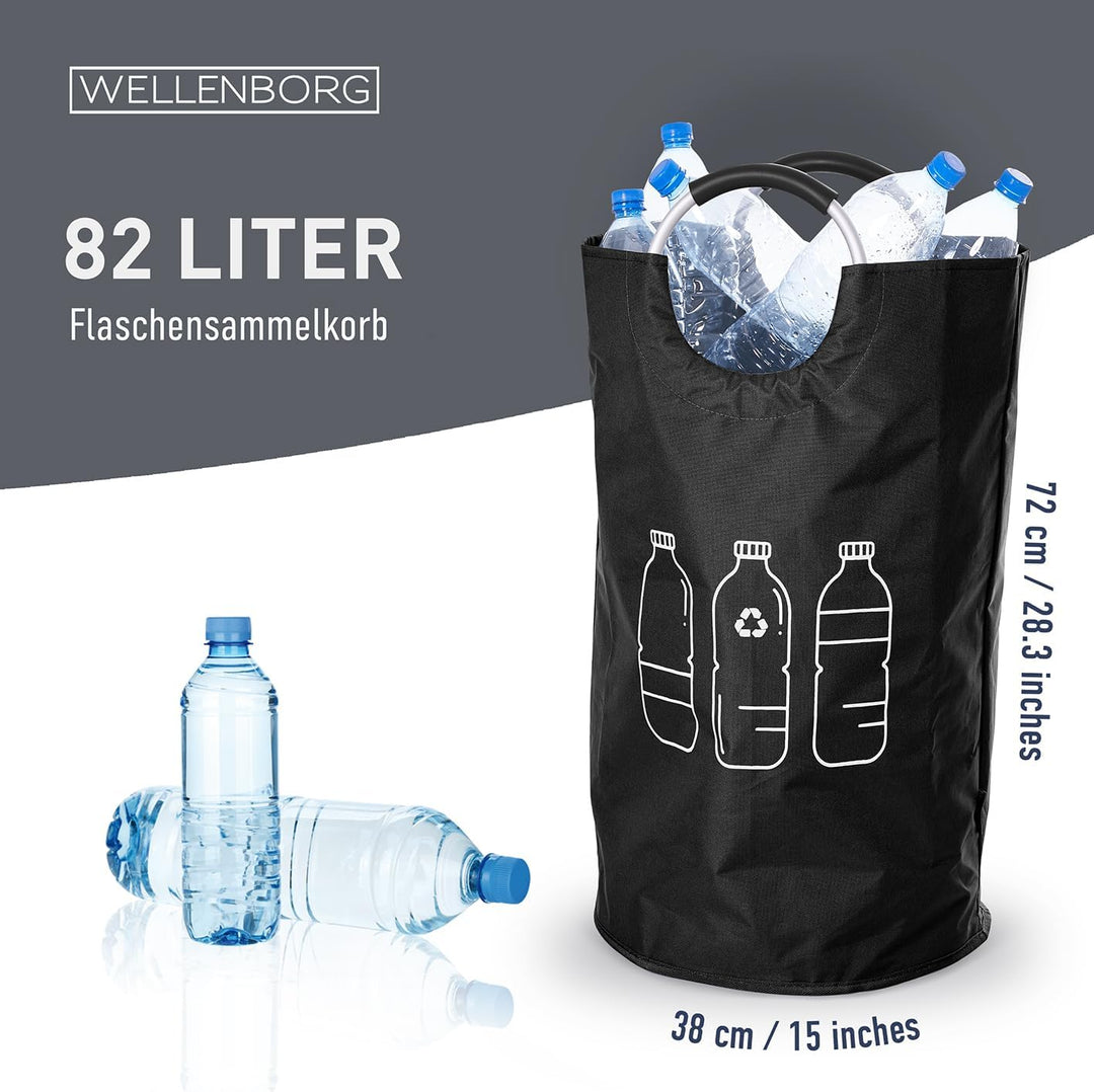 Faltbarer Pfandflaschen-Sammelbehälter faltbar Schwarz - Wasserdichter Flaschensammler grosser Korb