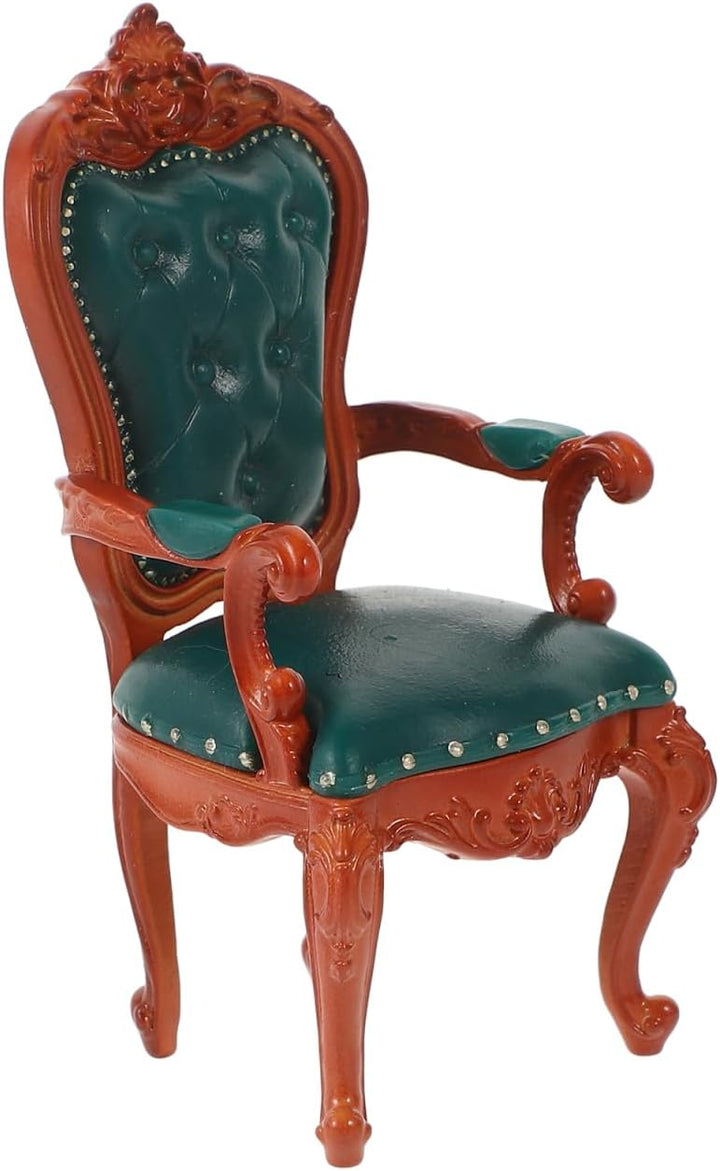 HEMOTON Puppenhaus Stuhl 1:12 Miniatur Möbel Biedermeier Stil Grüner Rückenlehnenstuhl Für Puppenzub