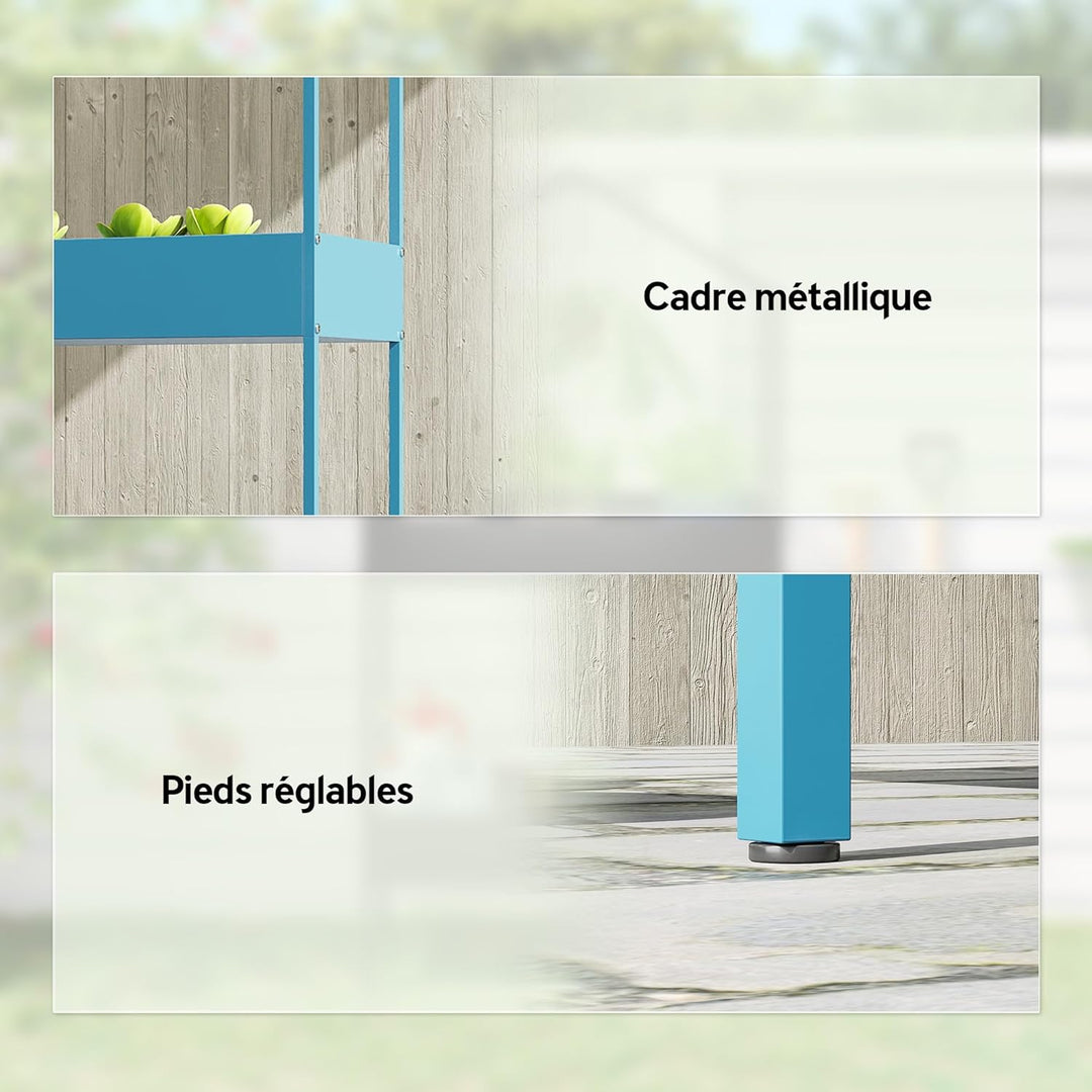 Outsunny Pflanzenregal mit 2 Ebenen, Pflanzenhalter aus Metall mit Haken, Pflanzenhalter in Form ein