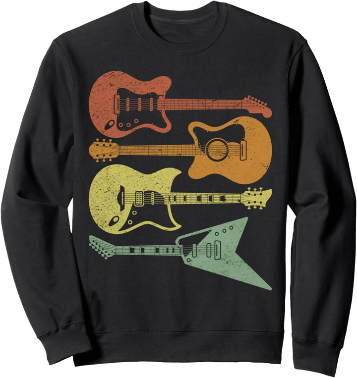 Gitarrist Bunte Musikinstrumente Vintage Gitarre Sweatshirt