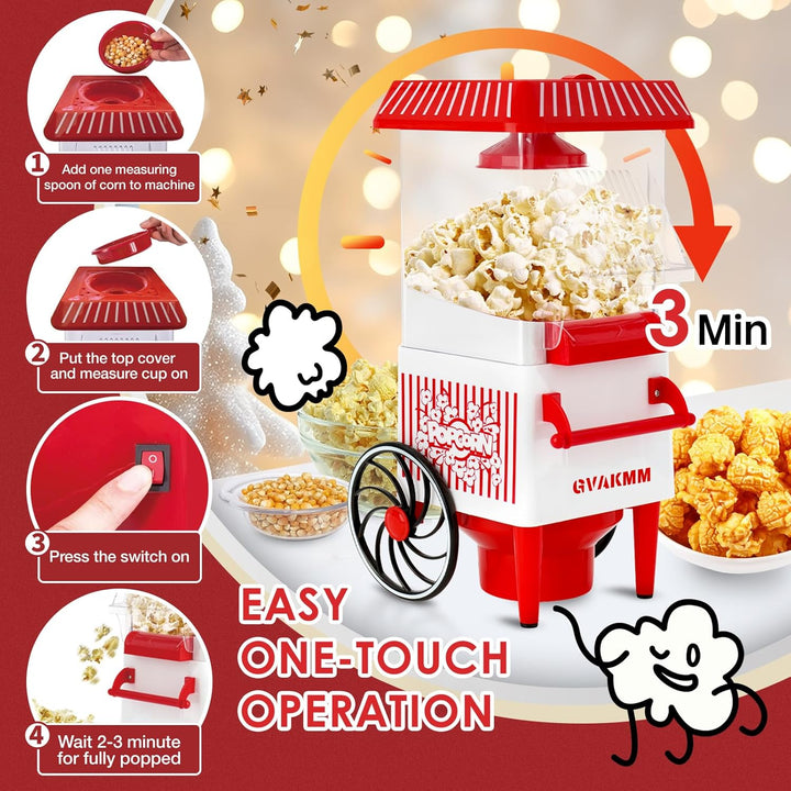Popcorn-Maschine, Heissluft-Popcorn-Maker-Set, Geschenk-Box, tragbare Popcorn-Popper-Maschine, 10 Ta
