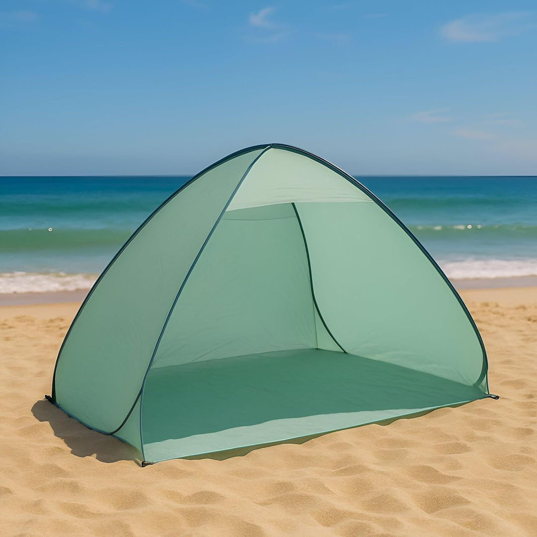 Pop Up Strandmuschel 2 Personen Wurfzelt UV Schutz Strandzelt Camping Grün | BURI, 200x125x110 cm, W