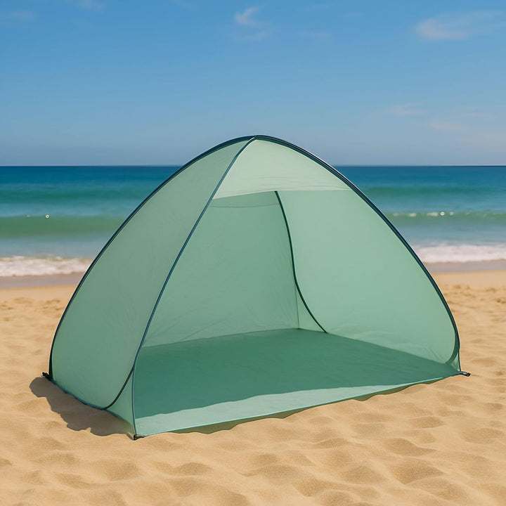 Pop Up Strandmuschel 2 Personen Wurfzelt UV Schutz Strandzelt Camping Grün | BURI, 200x125x110 cm, W