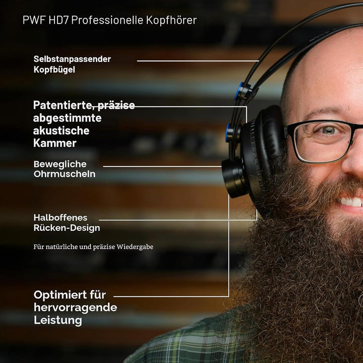 PreSonus HD7 Halboffener Studiokopfhörer für Aufnahme, Wiedergabe und Überwachung, Streaming und Pod