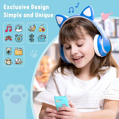 AGPTEK 8 GB MP3 Player für Kinder mit Bluetooth 5.3, Katzendesign MP3-Player mit Spieltaste,HD-Lauts