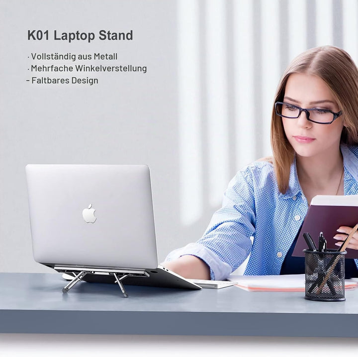 nediea Faltbarer Laptop Ständer, Laptopständer Höhenverstellbar, Laptop Kippständer, Tragbarer Lapto