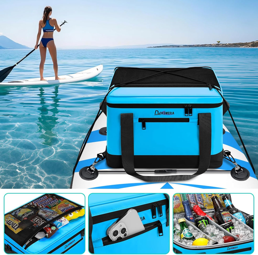 Paddle Board Cooler Wasserdicht, Super Capacity SUP Paddleboard Deck Cooler mit Schultergurt & 6 ela