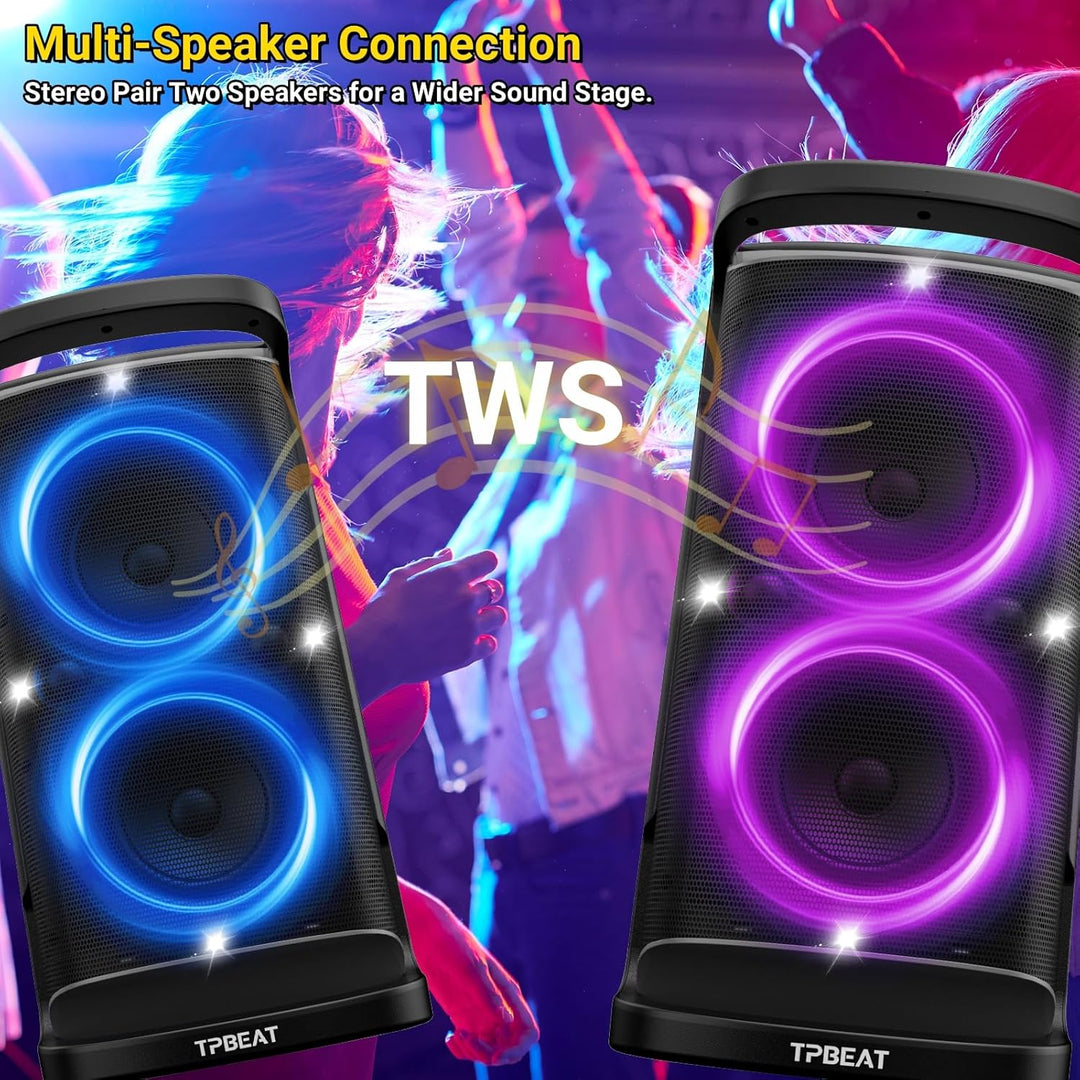 TPBEAT Bluetooth Lautsprecher Gross, Partybox, 160W Powerful, Lauter Sound, Tiefer Bass, Musikbox Bl