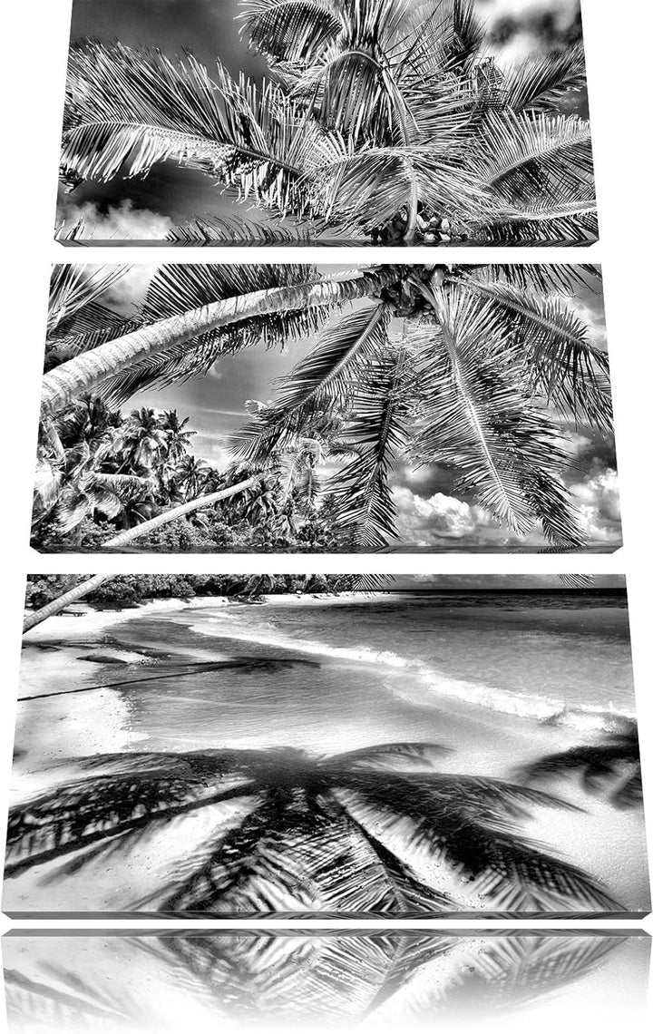 Pixxprint Palmenstrand als Leinwandbild/Grösse: 3 Teilig (120x80) cm/Wandbild/Kunstdruck/fertig besp