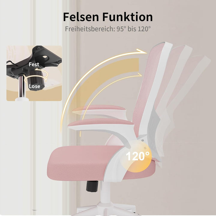 naspaluro Bürostuhl, Schreibtischstuhl mit klappbaren Armlehnen, höhenverstellbar, Neigefunktion, at