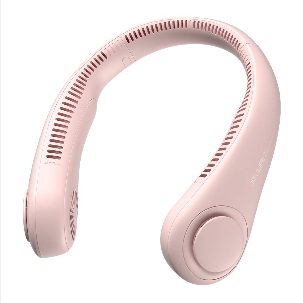 JISULIFE Tragbarer Nackenventilator, Hals-Ventilator ohne Flügel, 5 Geschwindigkeiten, 4000 mAh Batt