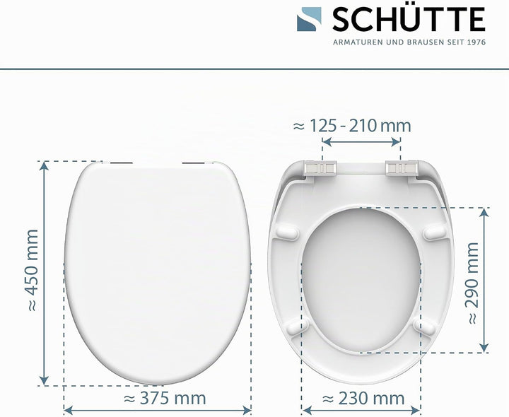SCHÜTTE WC-Sitz mit Absenkautomatik/Klodeckel aus bruchsicherem Duroplast/Innovative DIY Montage/Toi