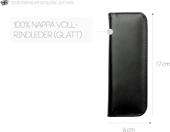 DELMON VARONE - Personalisierbares Schreibgeräteetui aus Premium Leder Boxcalf schwarz, Echtleder St