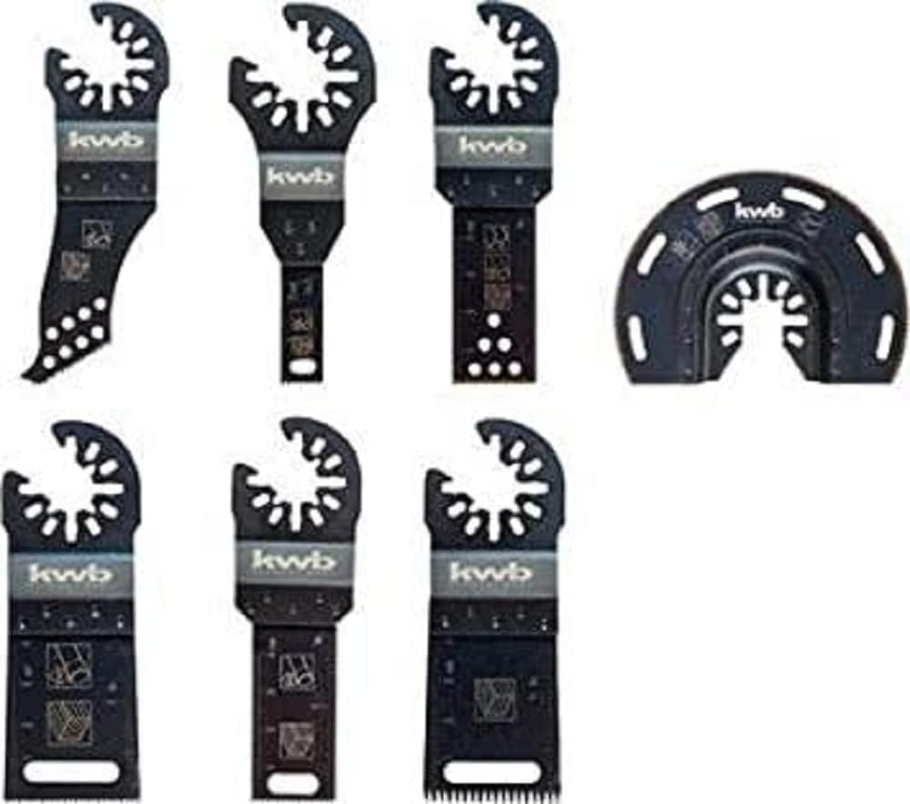 kwb AKKU-TOP Multitool Sägeblätter - Koffer-Set, 7-teilig, inkl. Tauchsägeblatt, Linienschneider und