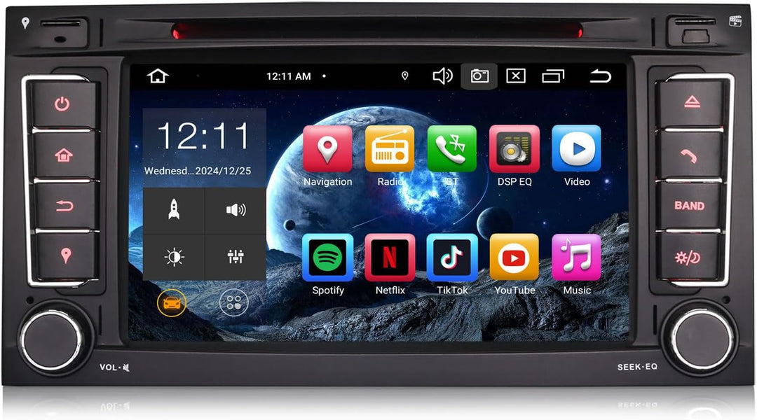 【8-Kern 4GB+64GB】 Erisin 7 Zoll Android 12 Autoradio Bluetooth mit GPS Navi Für VW T5 Multivan Trans