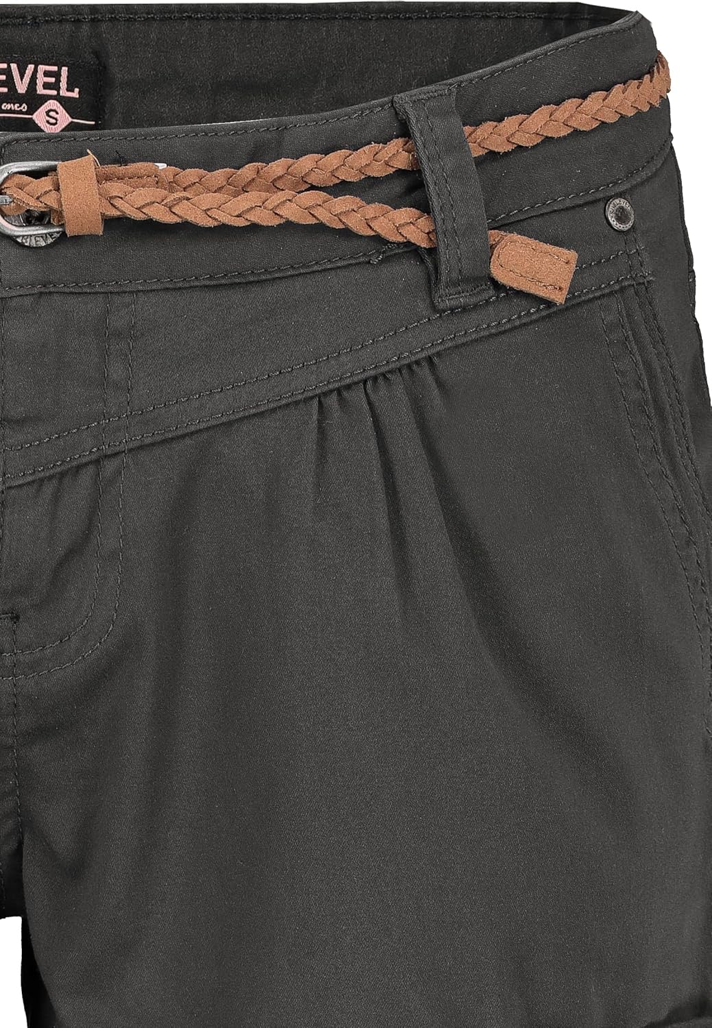 Sublevel Damen Kurze Hose Stretch-Shorts mit Flecht-Gürtel XS Dark-grey, XS Dark-grey