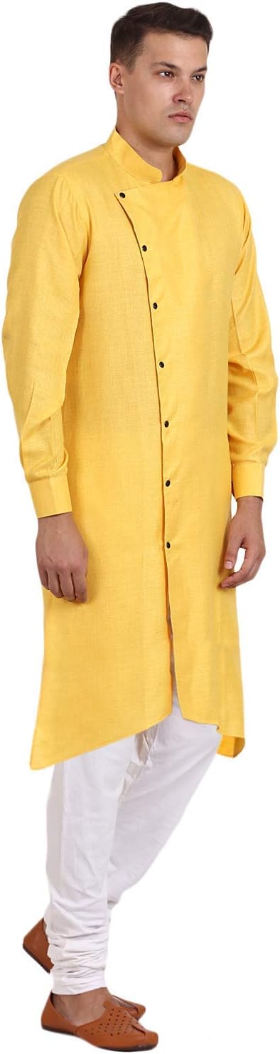 Angarakha Herren Pyjama-Set aus Baumwolle, Gelb