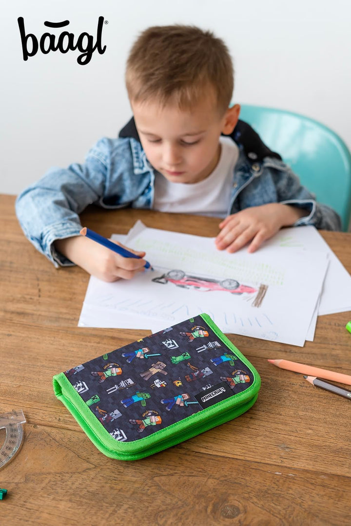 Baagl Federmäppchen Federmappe Federtasche für Jungen Mädchen - Minecraft, Minecraft