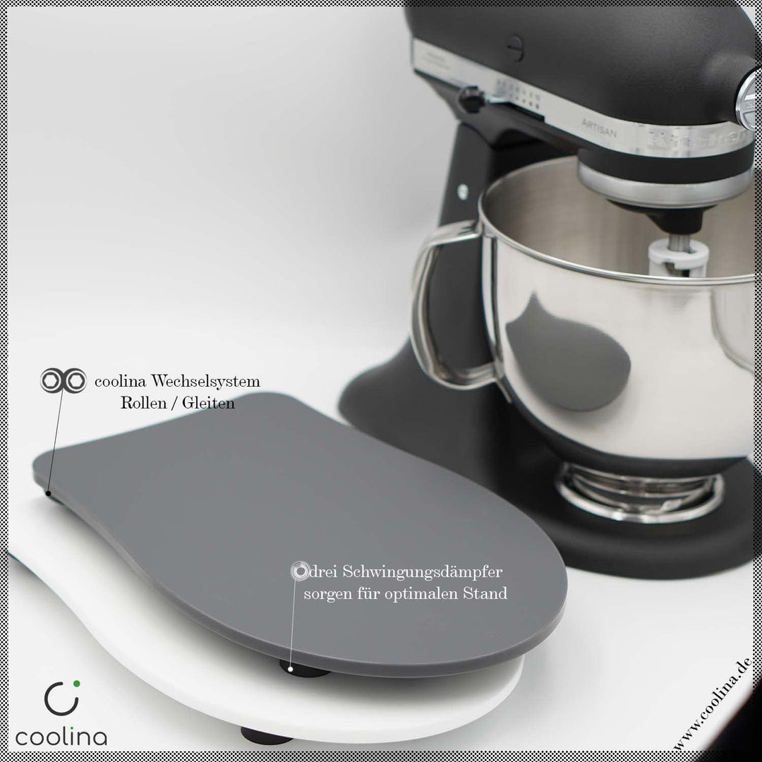 coolina PREMIUM Gleitbrett Gleiter Slider aus Acryl Weiss kompatibel für KitchenAid Artisan oder Cla