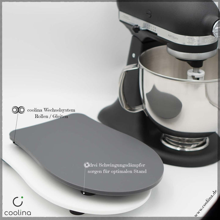 coolina PREMIUM Gleitbrett Gleiter Slider aus Acryl Weiss kompatibel für KitchenAid Artisan oder Cla