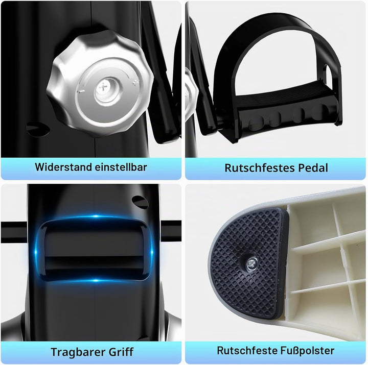 TODO Pedaltrainer für Senioren mit LCD-Display, Mini Bike Heimtrainer Schwarz, Verstellbarer Widerst