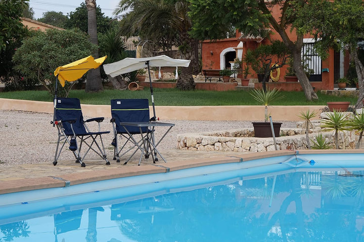 Mit2 Stück Fächerschirm Natur Camping Reise -Set Holly' S JUBILÄUMSET - 2 FALTSTÜHLE + 1 KLAPPTISCH