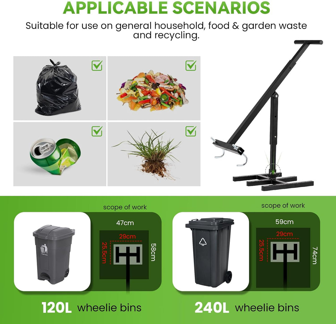 NEWTRY Manuelle Müllpresse, Müllverdichter für 120L-360L Mülltonne, Komprimiert Haushalts-, Küchen-