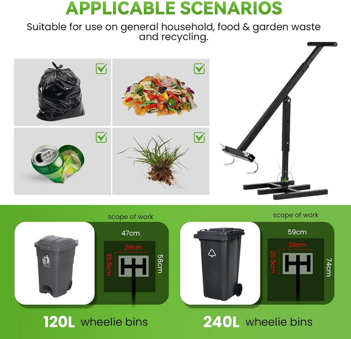 NEWTRY Manuelle Müllpresse, Müllverdichter für 120L-360L Mülltonne, Komprimiert Haushalts-, Küchen-