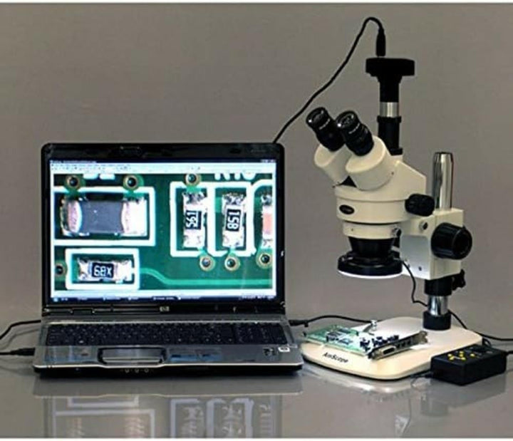 AmScope SM-1TNZ-144A-10M Zoom-Stereomikroskop mit 10MP-Kamera und 144-LED-4-Zonen-Licht, 3.5X-90X