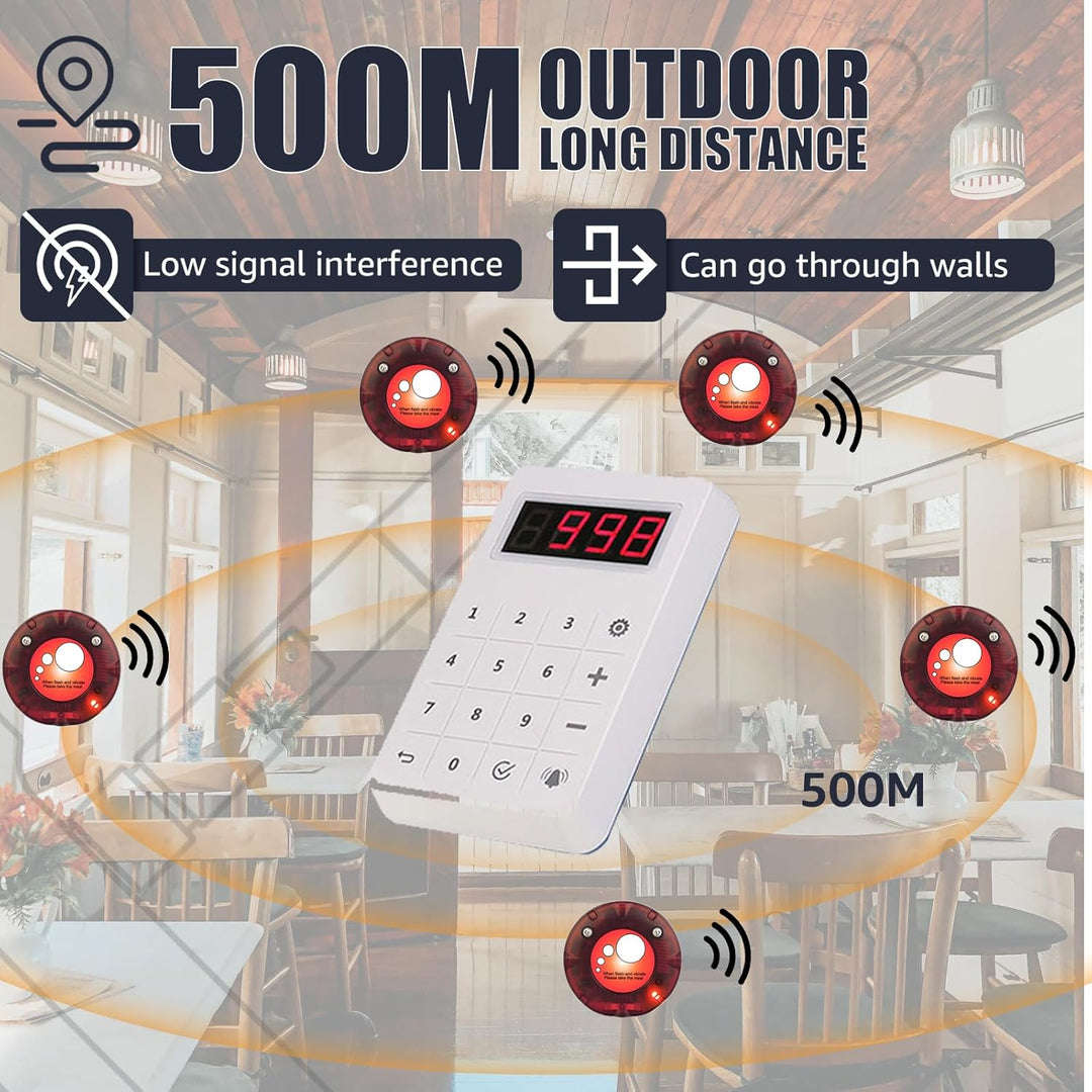 Retekess TD158 Pager Rufsystem, 500M Restaurant Pager System, LED Digitalanzeige, PC Material, Einfa