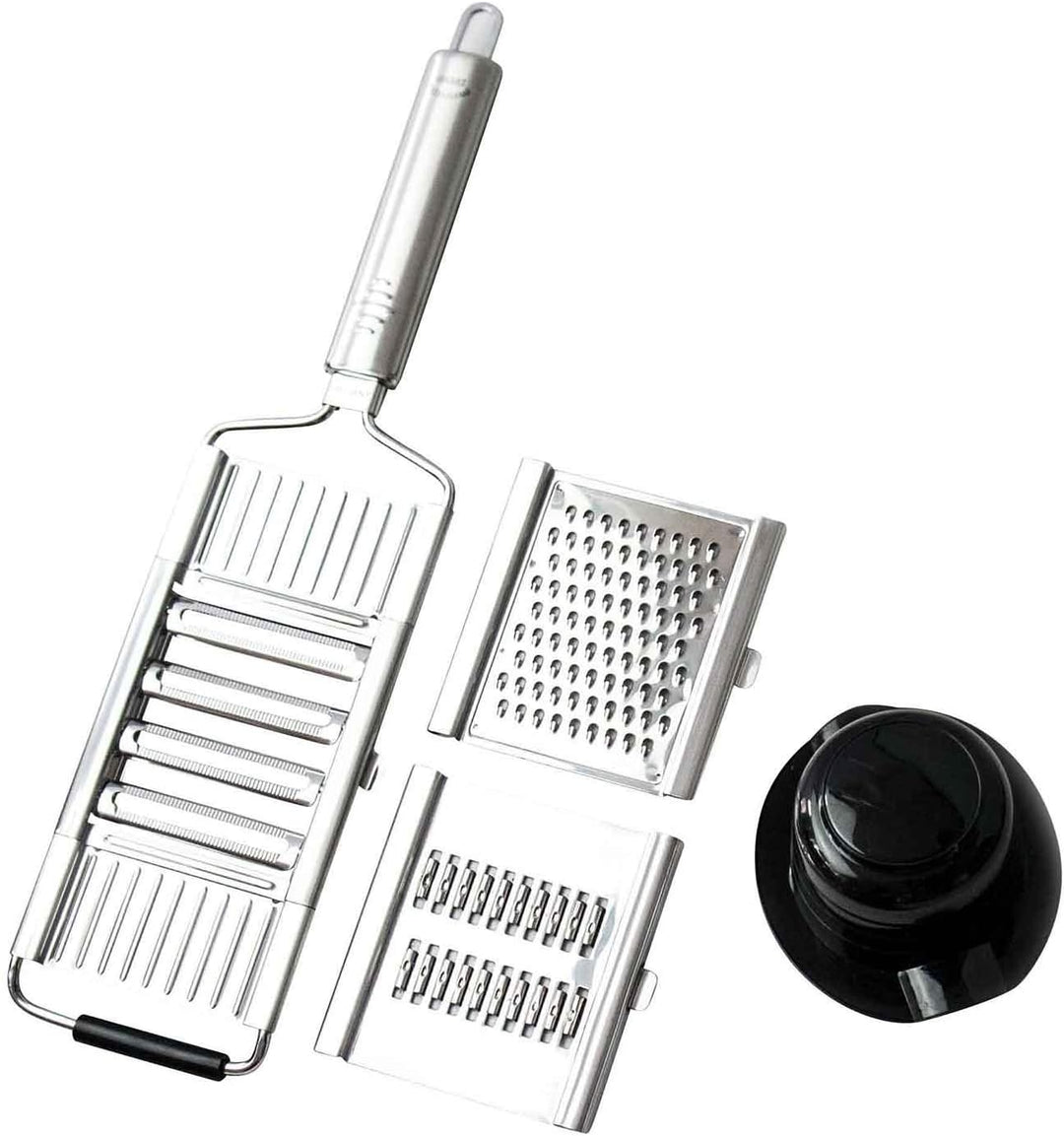 Muxels Gigant 4-fach Hobel mit Restehalter. Der schnelle Gemüse Hobel, der ideale Julienne Schneider